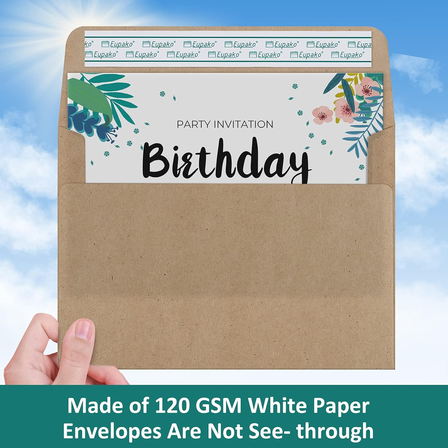 A9 Envelopes Sefl Seal 100 Pack, Brown Invitation Envelopes for Photos,