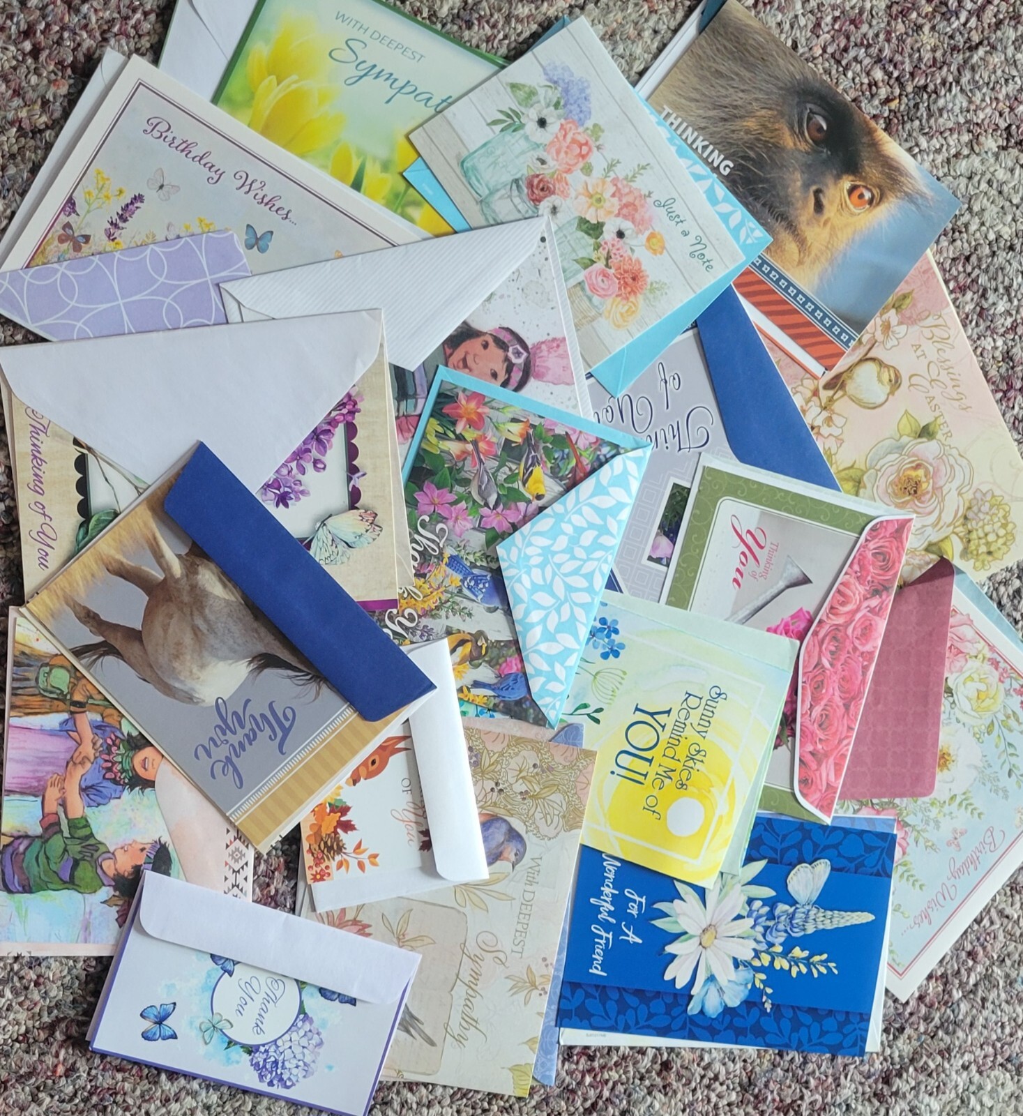 ALL OCCASION CARDS & Envelopes lot of 24 RANDOM Thank You Get Well Happy Birthda
