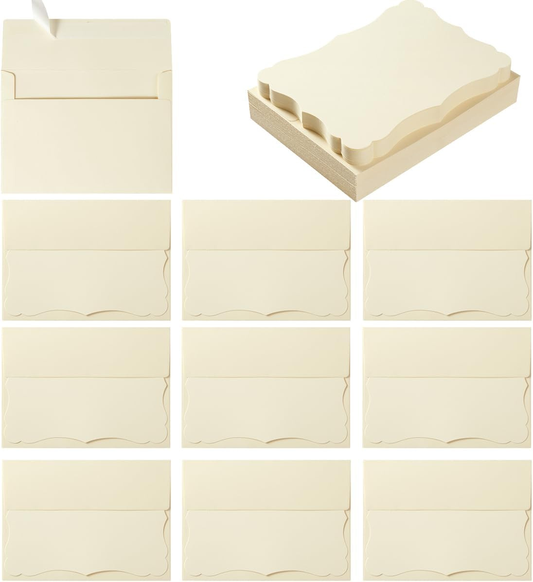Sobres Con Tarjetas En Blanco 100 Piezas A7 5×7 Autoadhesivos Crema Invitacion