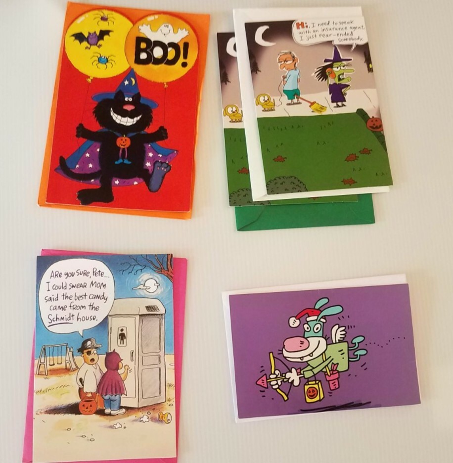 Halloween Greeting Cards Lot of 5 Mixed Brands and Designs