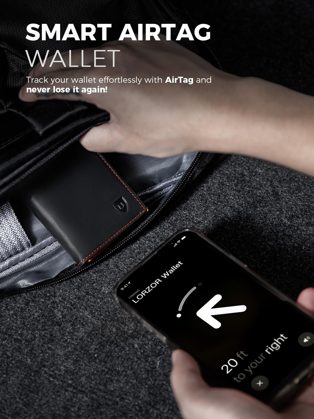 AirTag Wallet – Full Grain Leather, Mens Minimalist Wallet with Apple Air Tag…