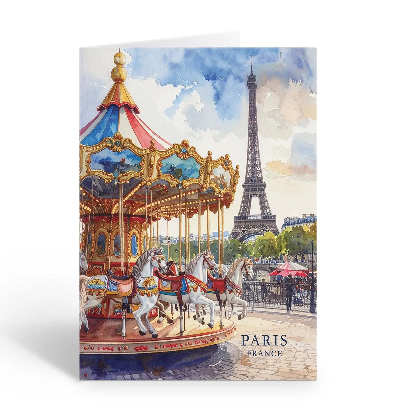 Eiffel Tower and Carousel Paris, France Note Cards – 10 Note Cards – B14858