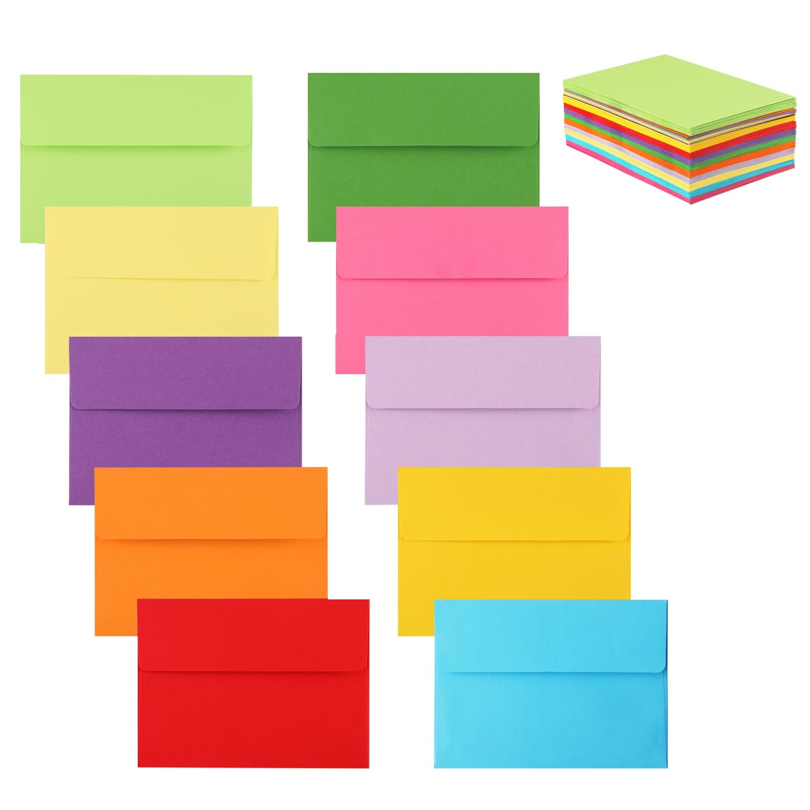 50 Pack 5X7 Self-Seal Colorful Envelopes, 5.25 X 7.25 Inch, 120 GSM for Invites