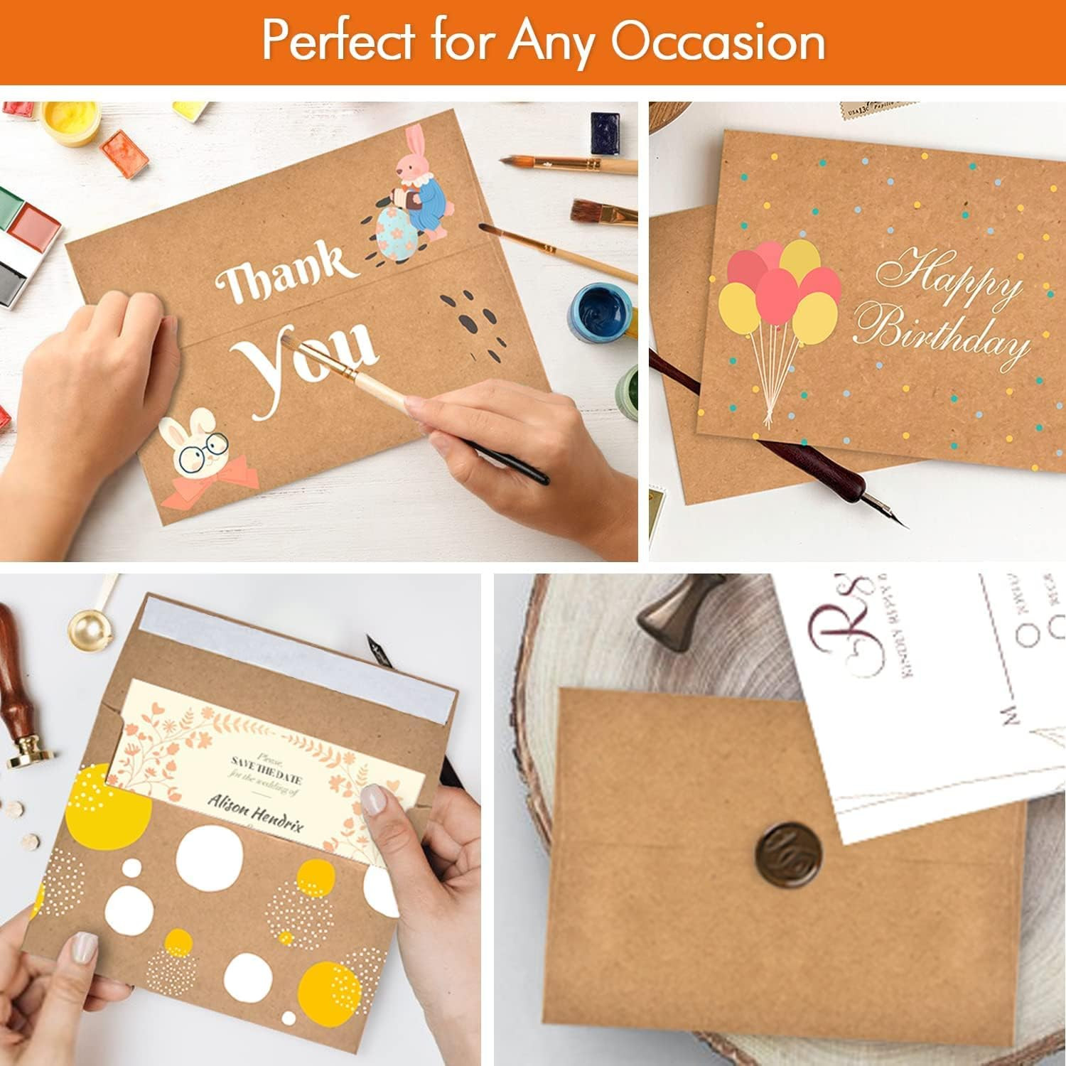 50 Pack 5X7 Envelopes for Invitations Kraft Envelopes Quick Self Seal Perfect fo