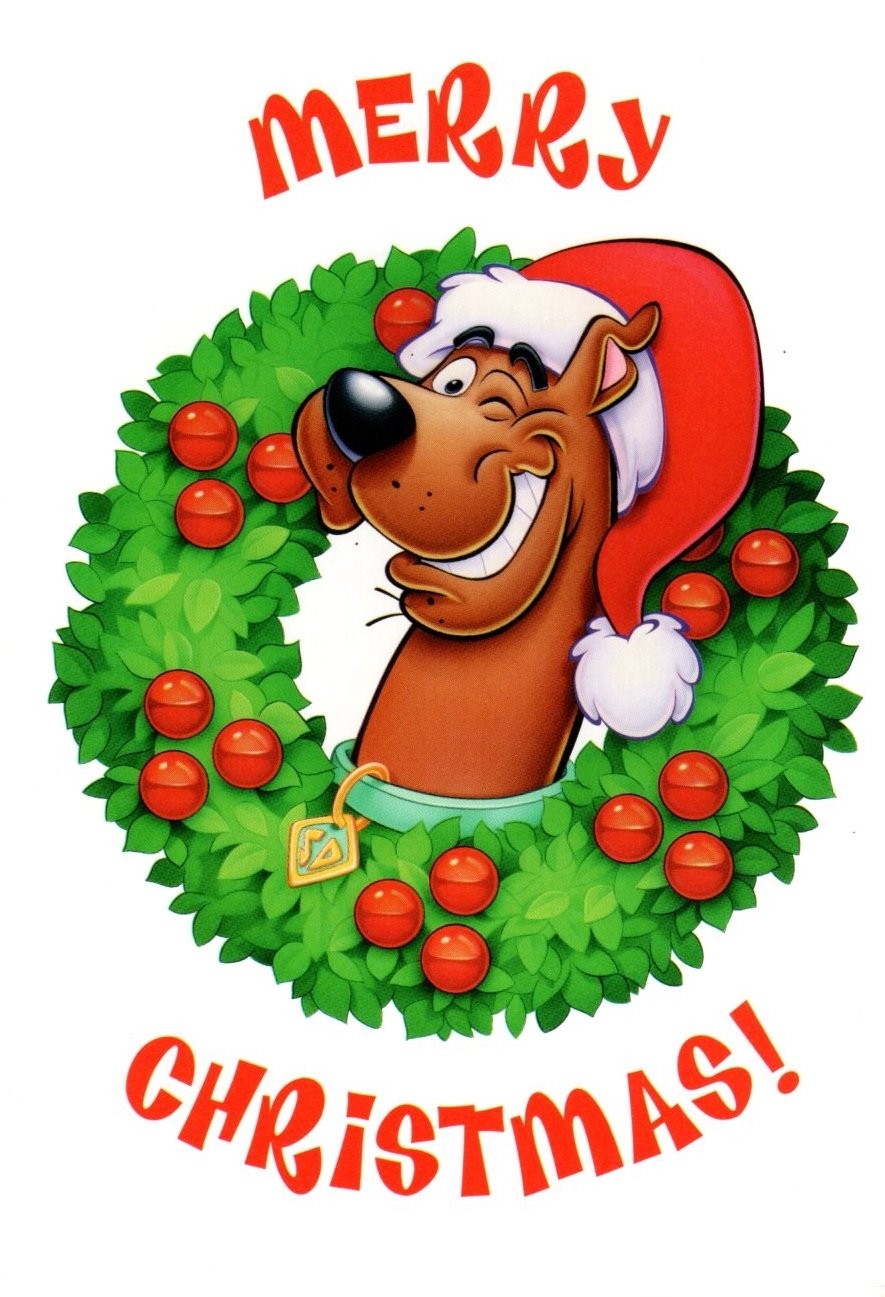 Merry Christmas Scooby Doo Scooby-Doo Dog Santa Wreath Wink Greeting Card