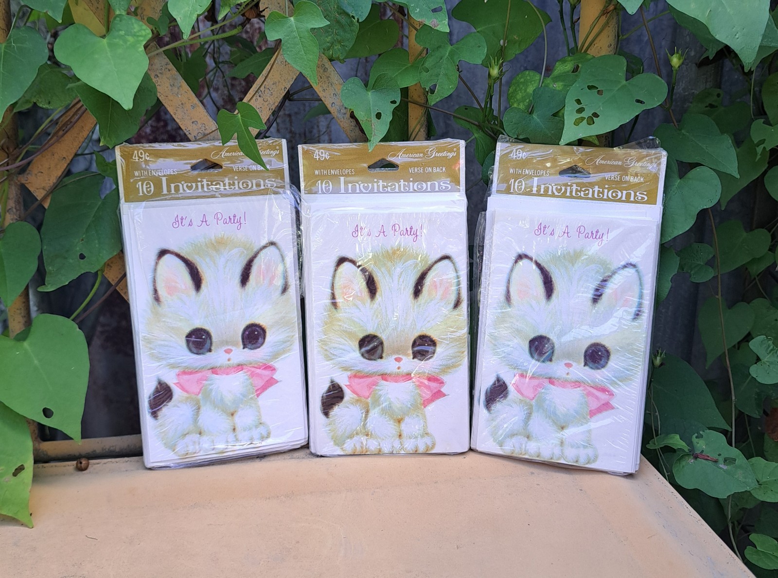 New Vtg 70s Big Eyed Kitten Party Invitations 3 Packs Of 10 American Greetings
