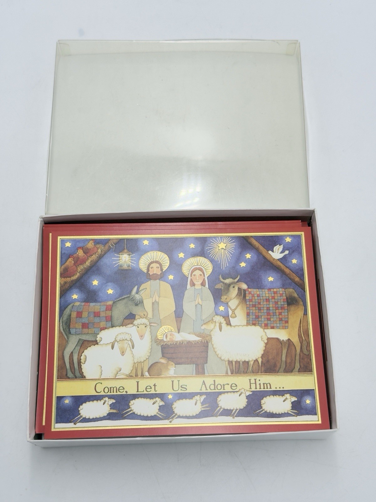 Caspari Box Set of 20 ‘Come Let Us Adore Him’ Christmas Religious Greeting Cards