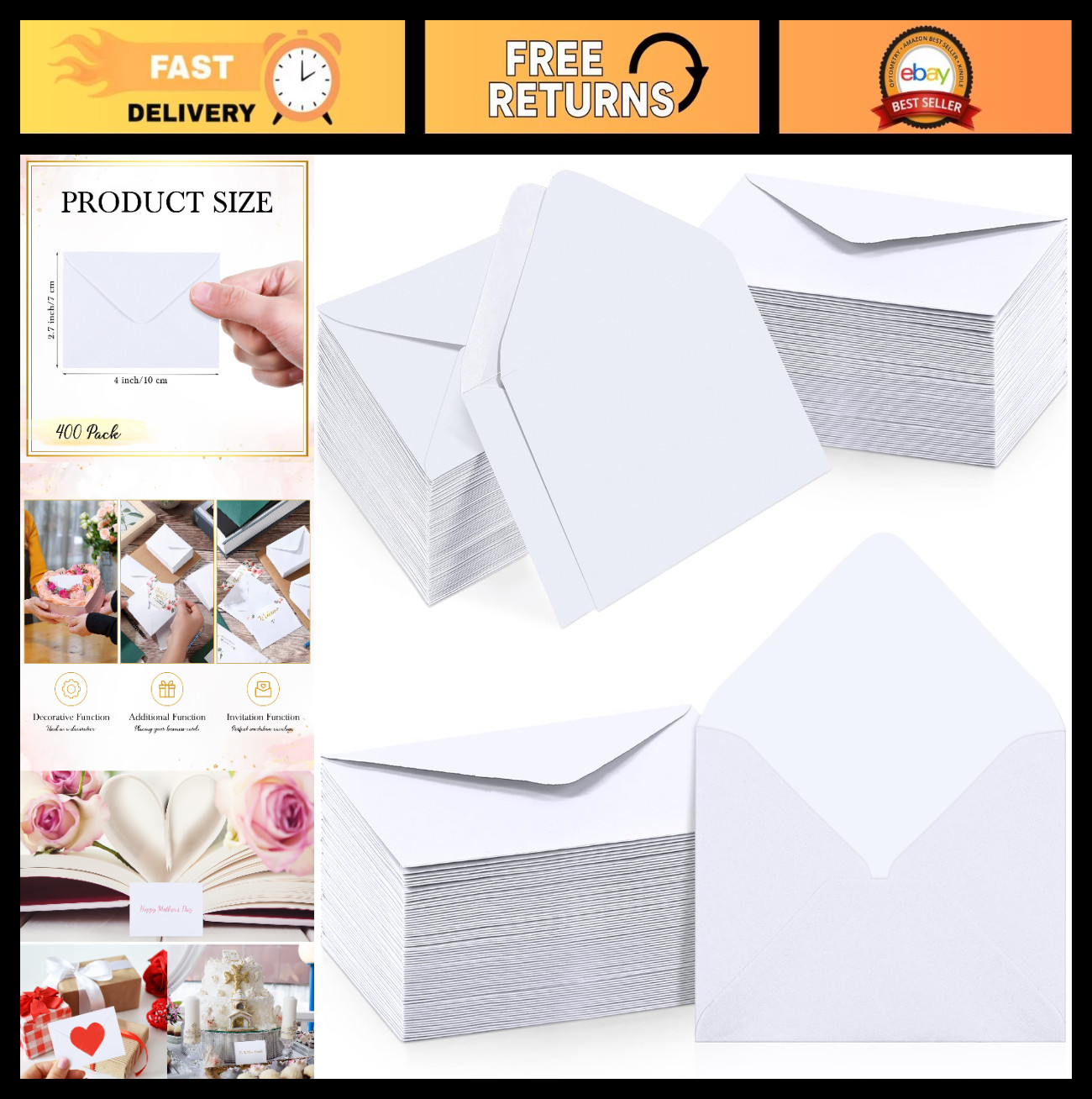 400 Pcs Mini Metallic Gift Card Envelopes – Small Business Invitation Sleeves, 4