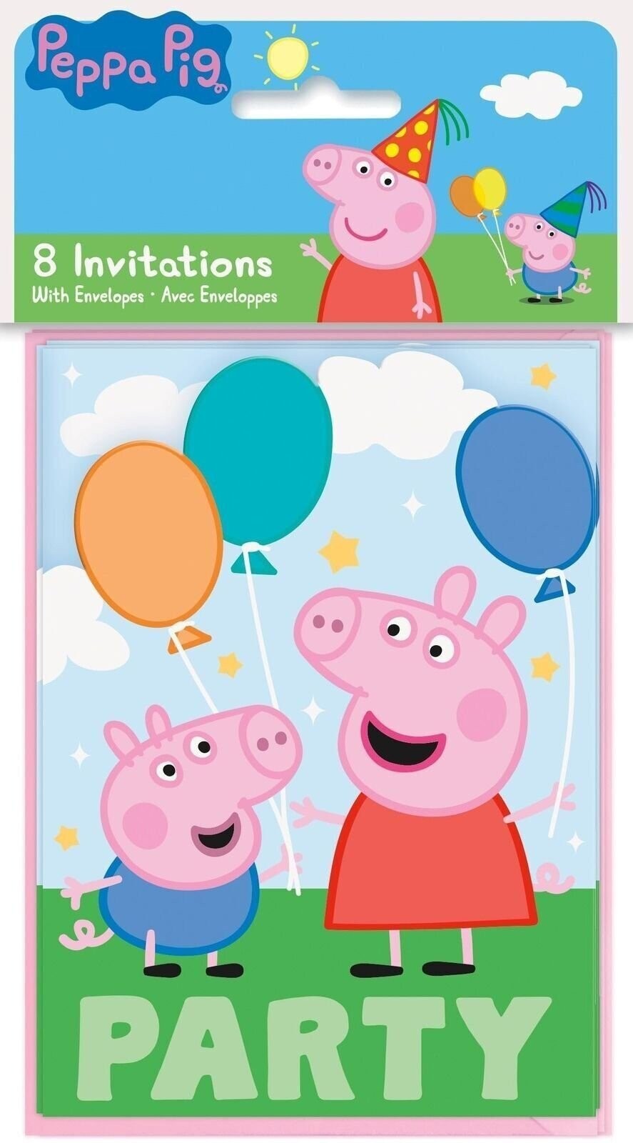 Delightful Multicolor Peppa Pig Rectangular Paper Cards Invitations – 8 Count…