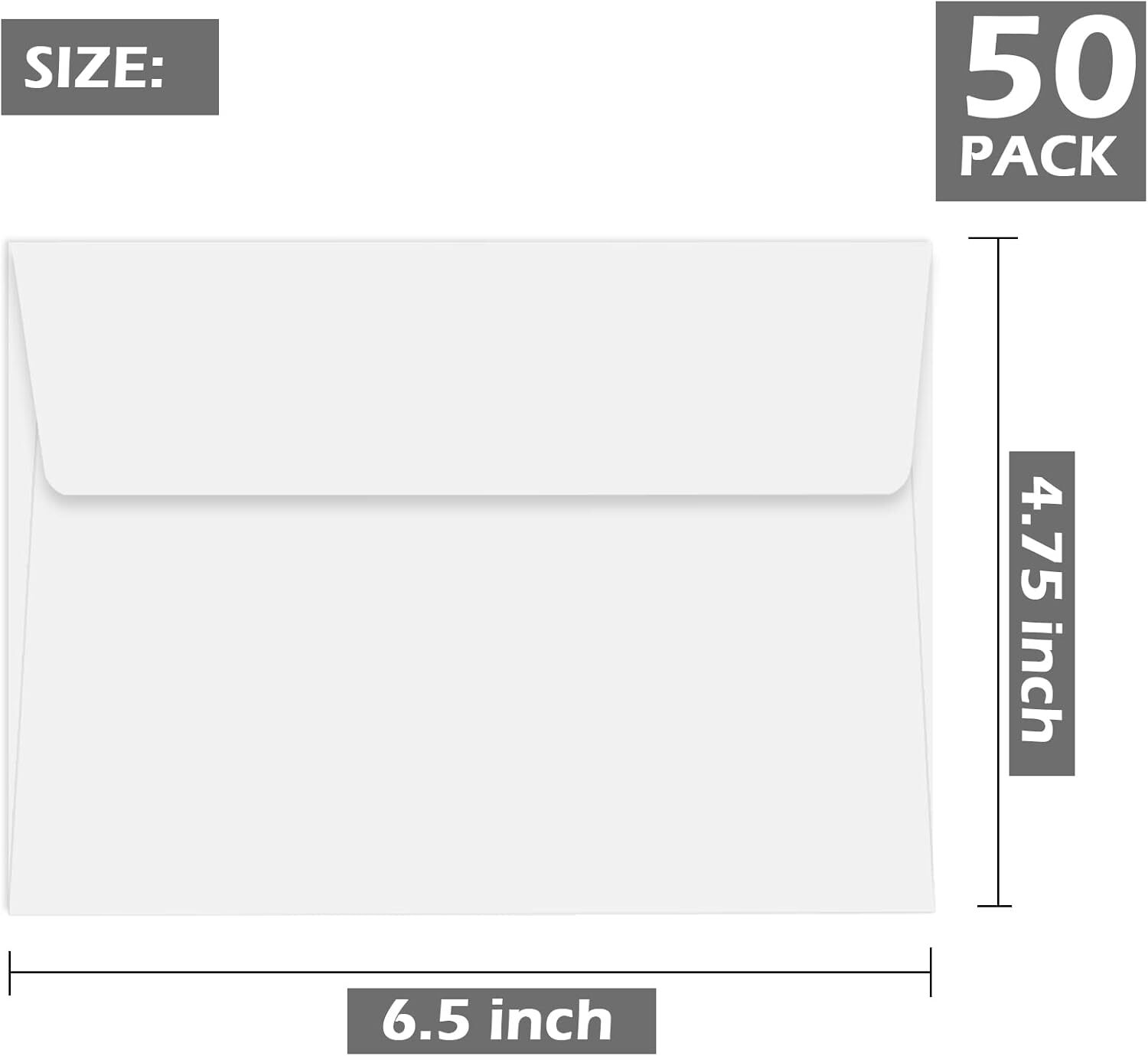 50 Packs of White 4X6 Envelopes for Invitation A6 White Envelopes Self Seal for