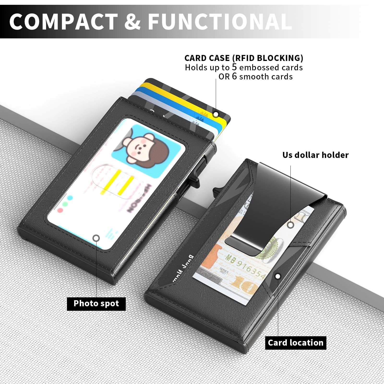 Wallet for Men Slim Minimalist Pop-up Smart Holds 5-6 Cards – RFID Blocking M…