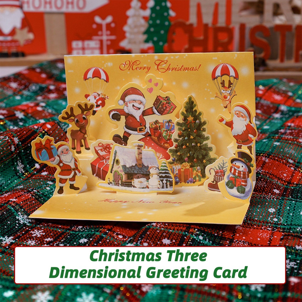 3D Pop-Up Christmas Card Sturdy Cardboard Holiday Cards for Family&Office Events
