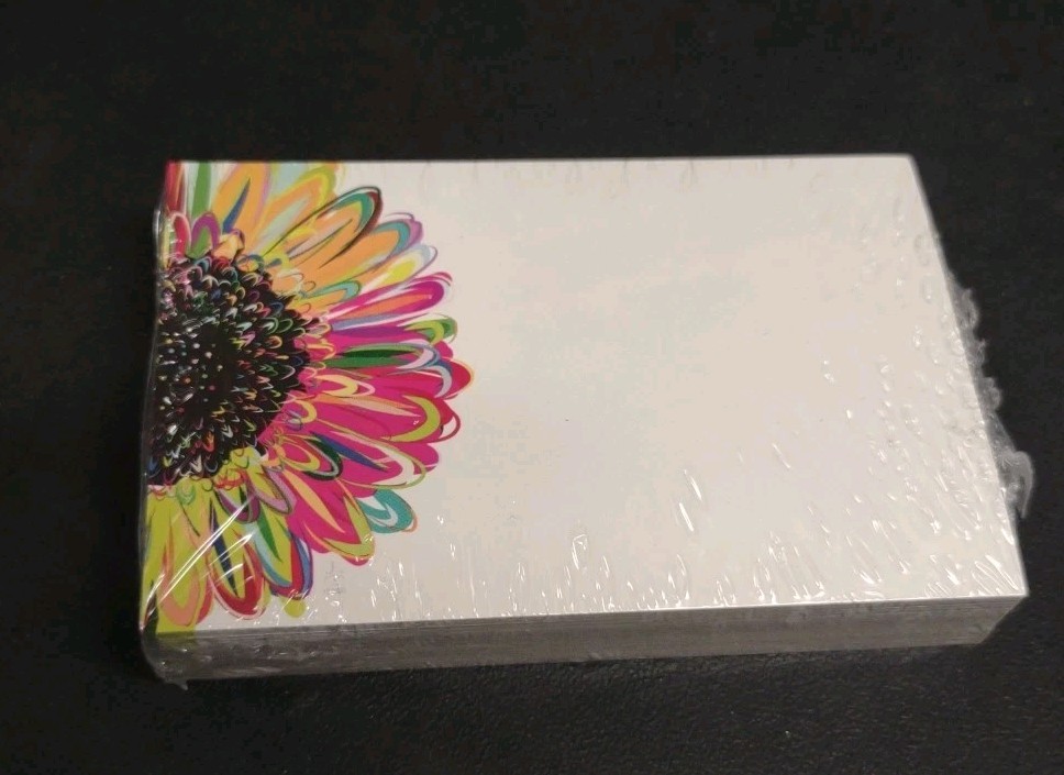 50 Floral Enclosure Cards, No Message, Blank Card w Multicolor Sunflower Picture