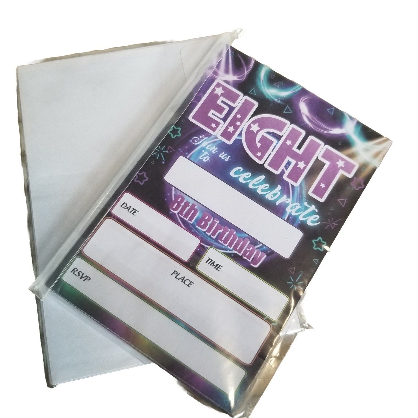 Join us to celebrate 8th Birthday Invitations 20 Count Neon New