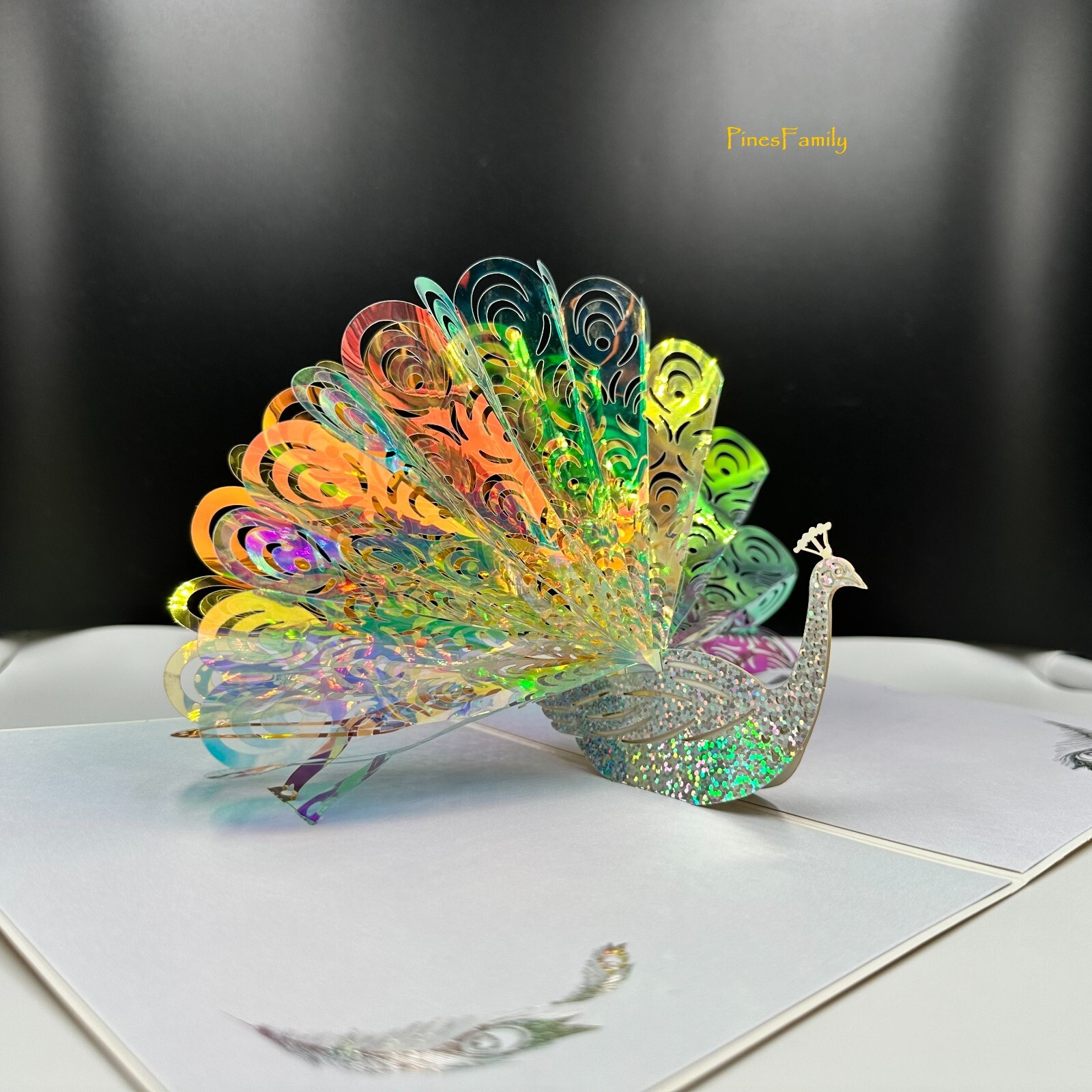 C01-Beautiful Crystal Peacock Pop-Up Greeting Card for Any Special Occasion