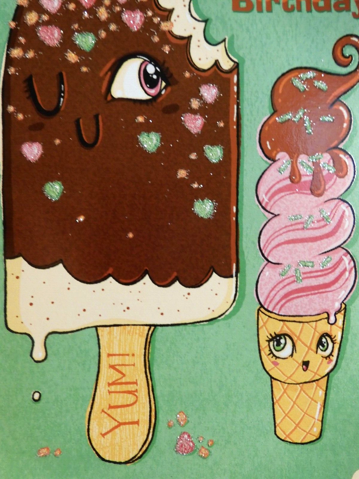 2 Cards Designer Greetings Birthday Ice Cream Bar Cone includes Maze FUN