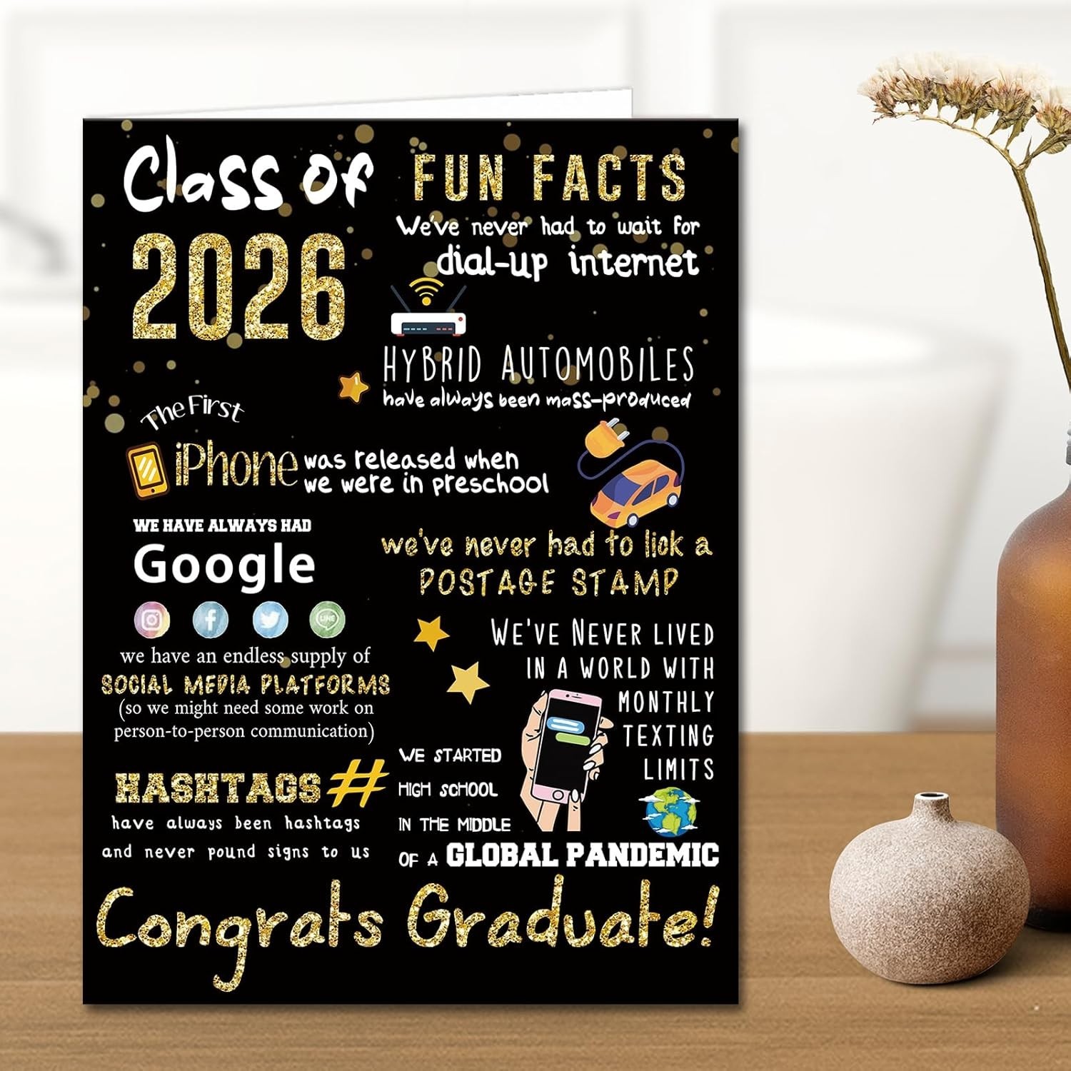 Elegant 2026 Graduation Card – Large Size with High-Quality Finish for Graduates