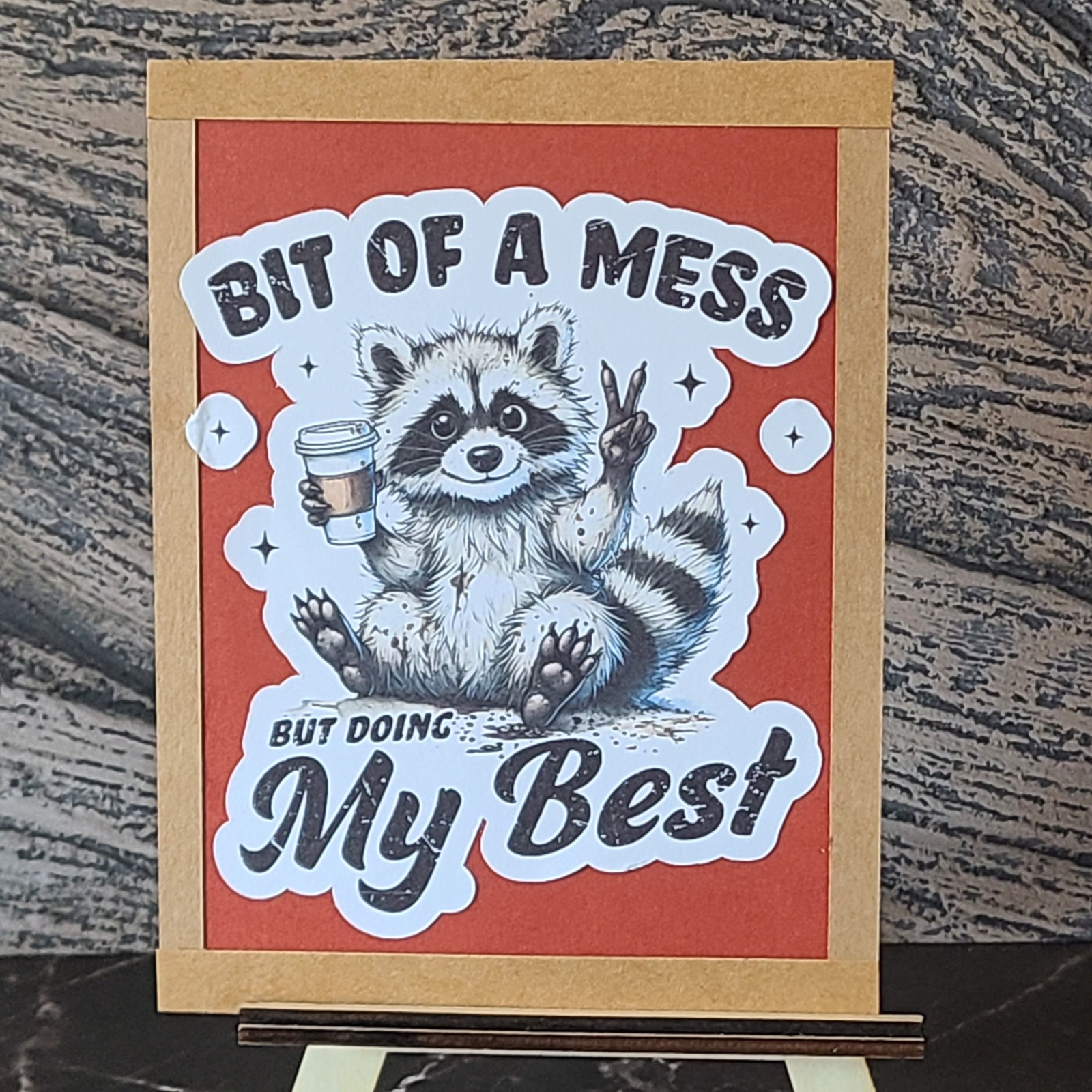 6 x 4.5 Greeting Card/ Funny Humor Raccoon | Belated Birthday Card TFC