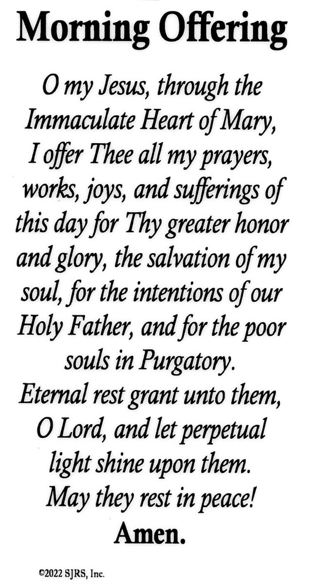 Morning Offering Funeral Memorial Laminated Prayer Cards – Pack of 60