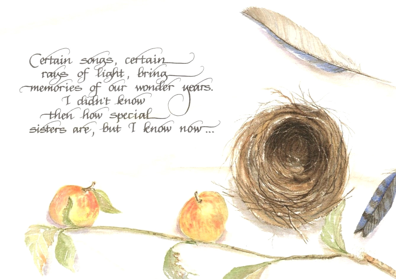 Happy Birthday Close Sister Bird Nest Fruit Tree Garden Gardener Greeting Card