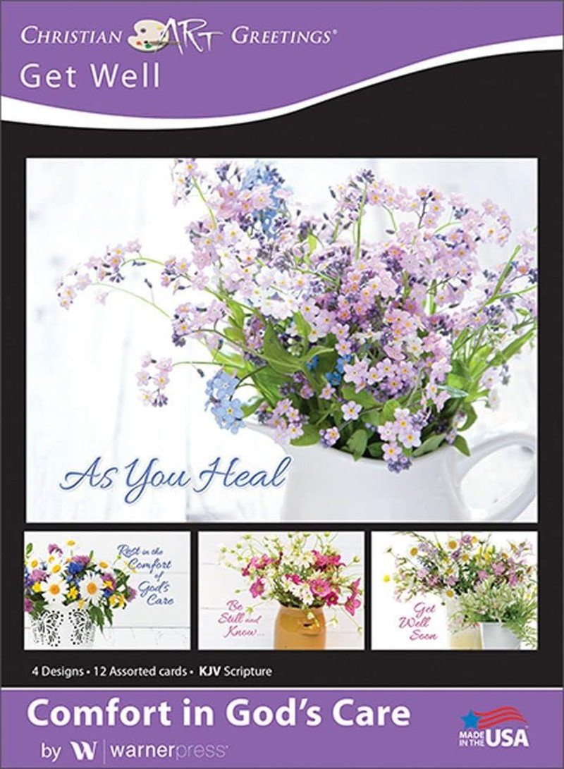 Comfort in God’S Care – Get Well Greeting Cards – KJV Scripture – (Box of 12)