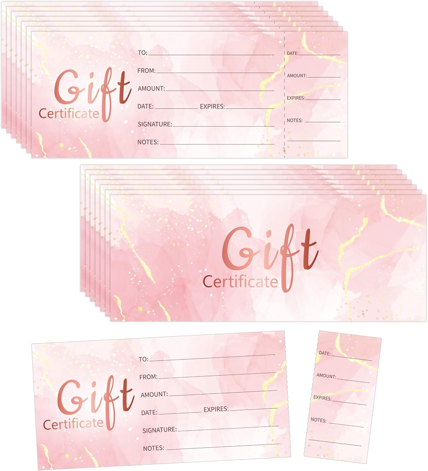 135pcs Blank Gift Certificates Cards for Business Spa Salon Wedding Bridal Custo