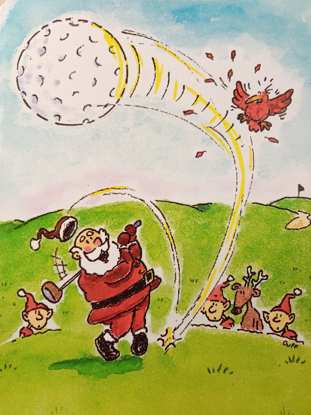 Paper Magic Group Lot=17 Christmas GOLF Santa Elves Greeting Cards NO ENVELOPES