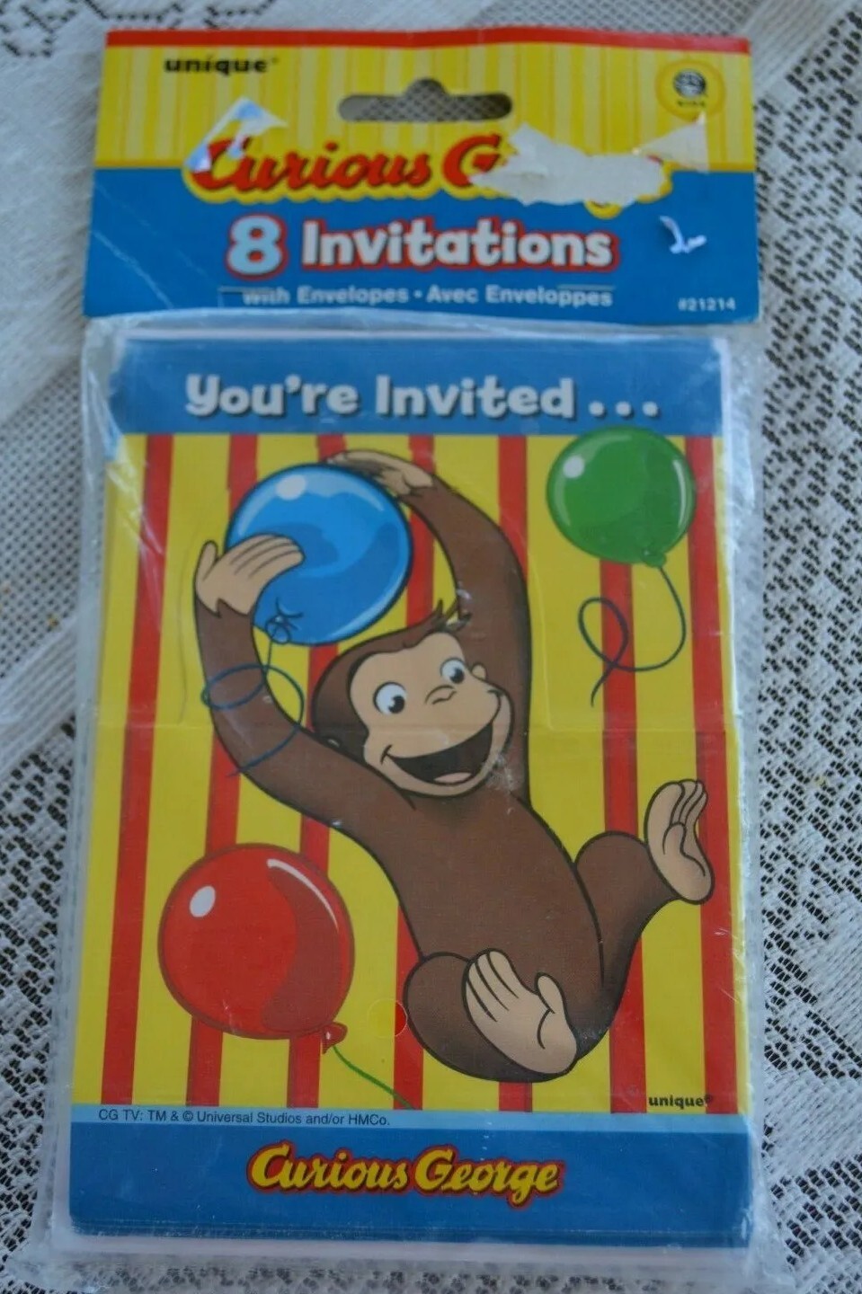 Unique Curious George 8 Pack Birthday Party Kids Cards Invitations w/ Envelopes
