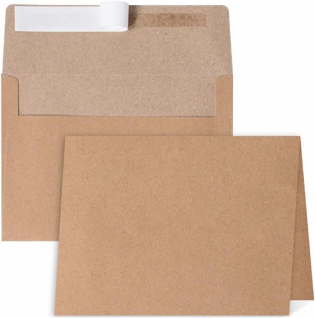 Blank Cards and Envelopes 5×7, 30 Pack Kraft Invitation Folded Cardstock with 30