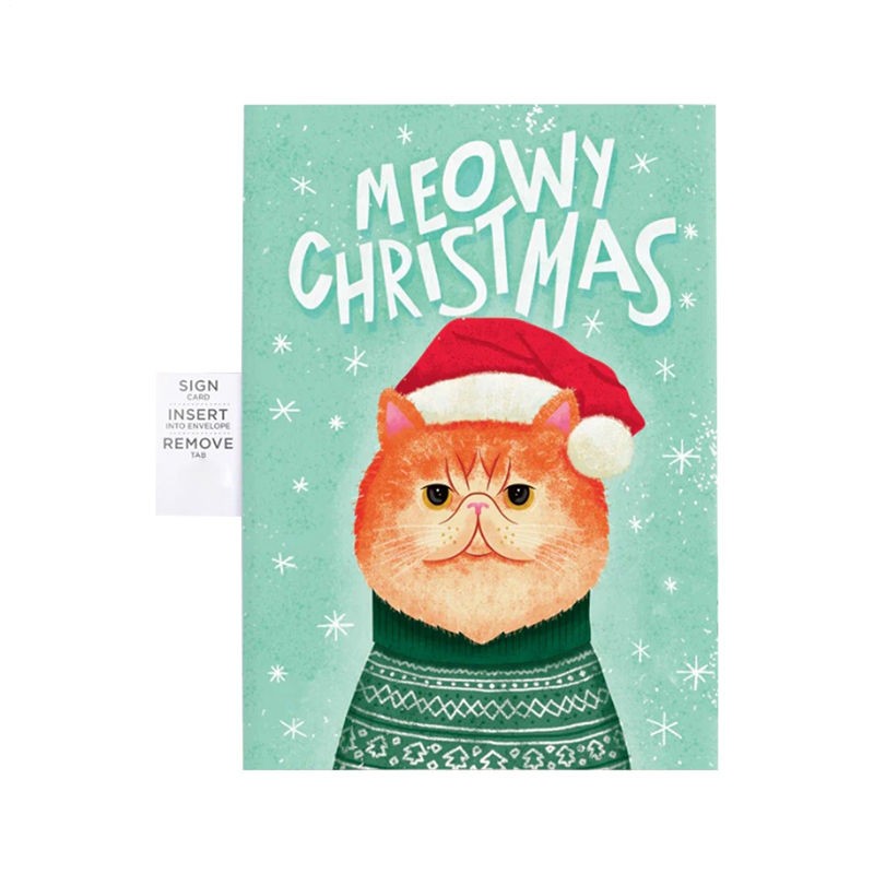 Endless Musical Greeting Card Meowy Christmas With Glitter Bomb 1/2PCS TL