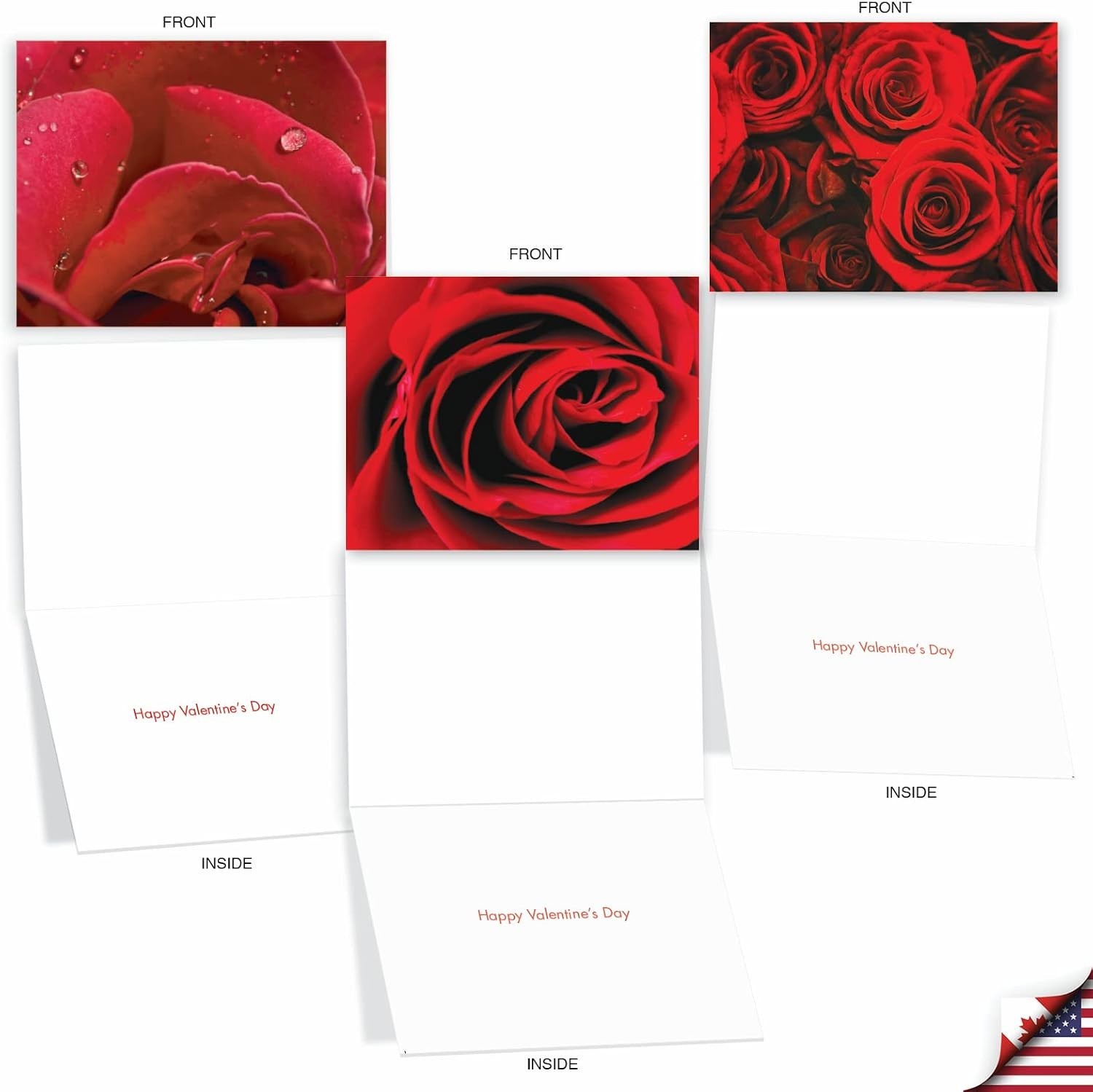Floral Valentine Greeting Cards 10 Pack with Envelopes for Special Occasions