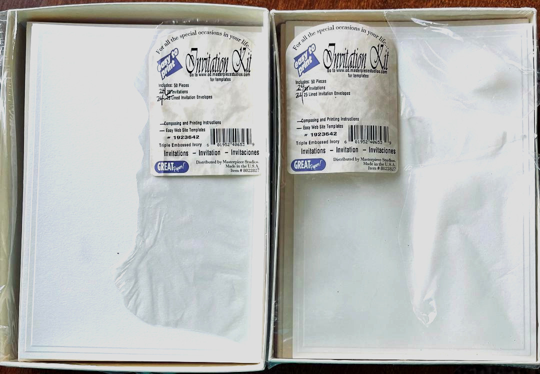 2 – Ivory Invitation Kit 48 pieces/24 Invitations/24 Envelopes #400B28