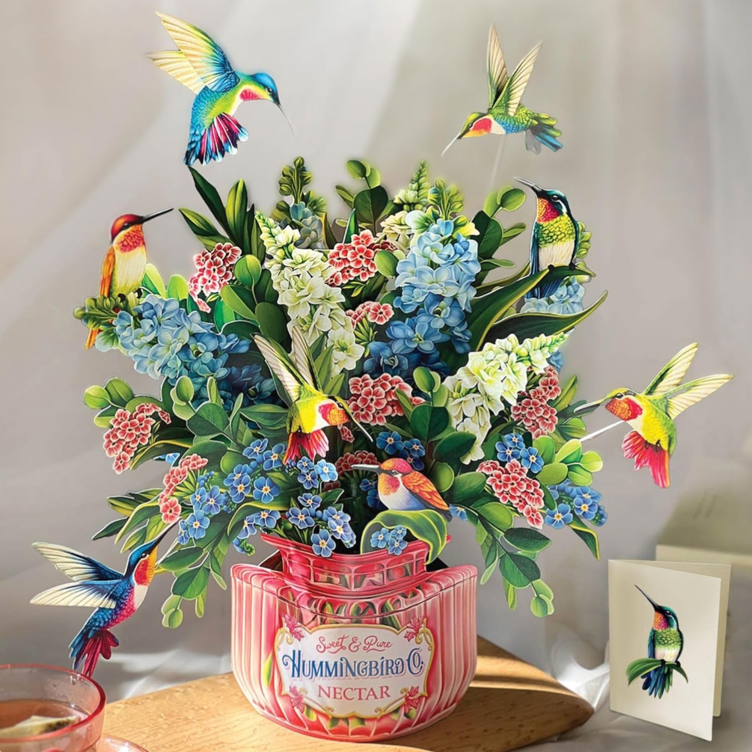Eco-Friendly 3D Hummingbird Pop-Up Card – 12 Inch Bouquet for Special Occasions