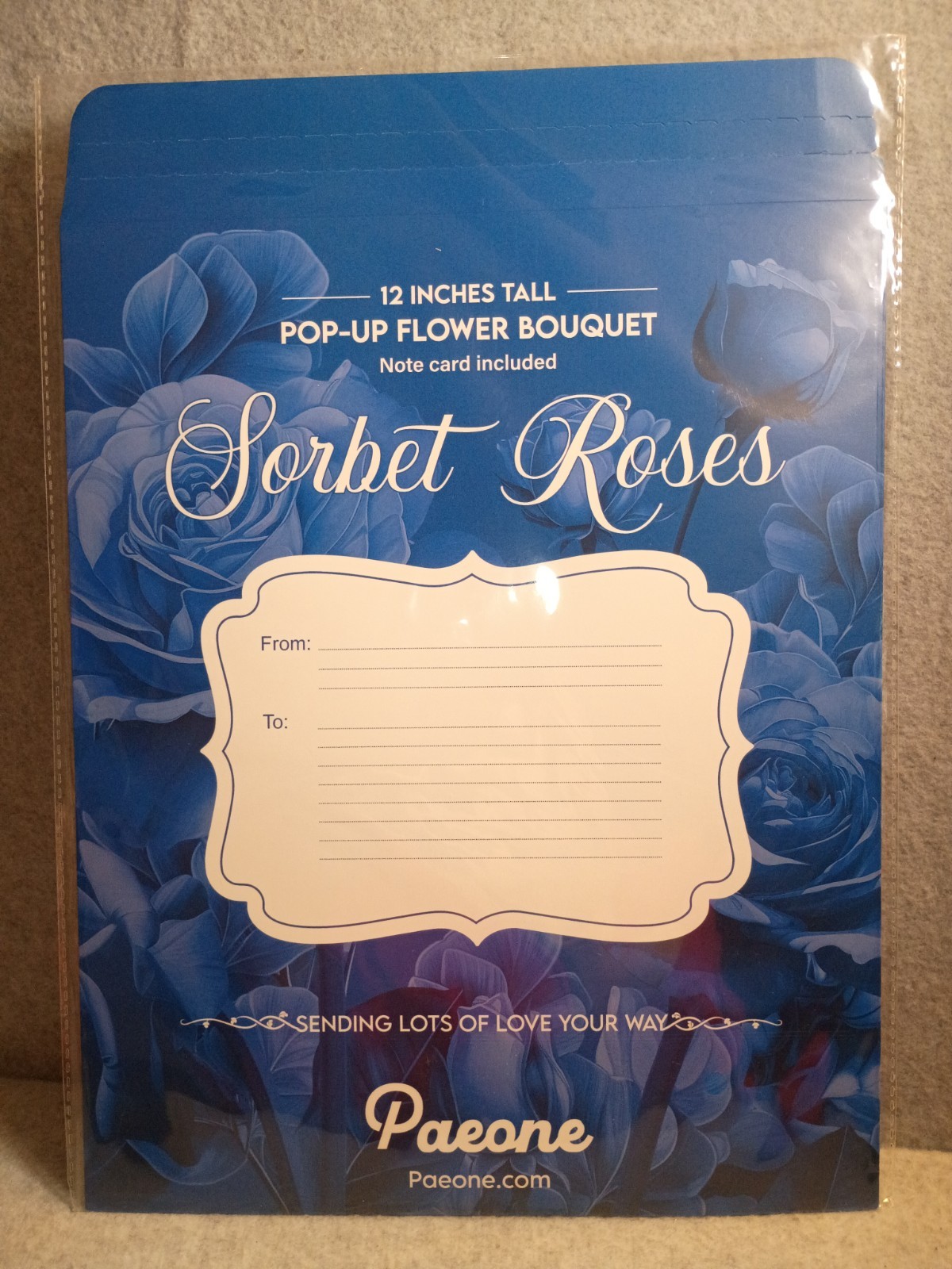 Paeone Pop-Up Flower Bouquet, Sorbet Roses, 12 inches Tall