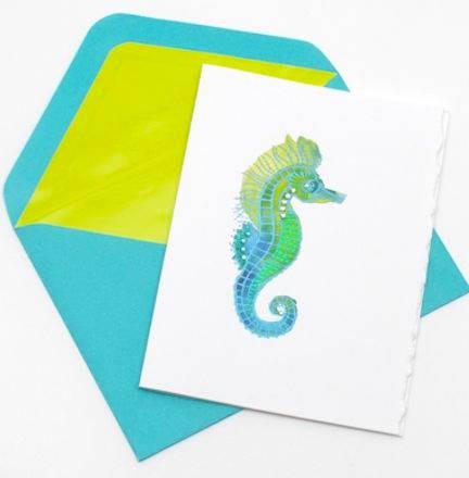 BLANK CARD 3D Gems Seahorse PAPYRUS Friendship | TOY |