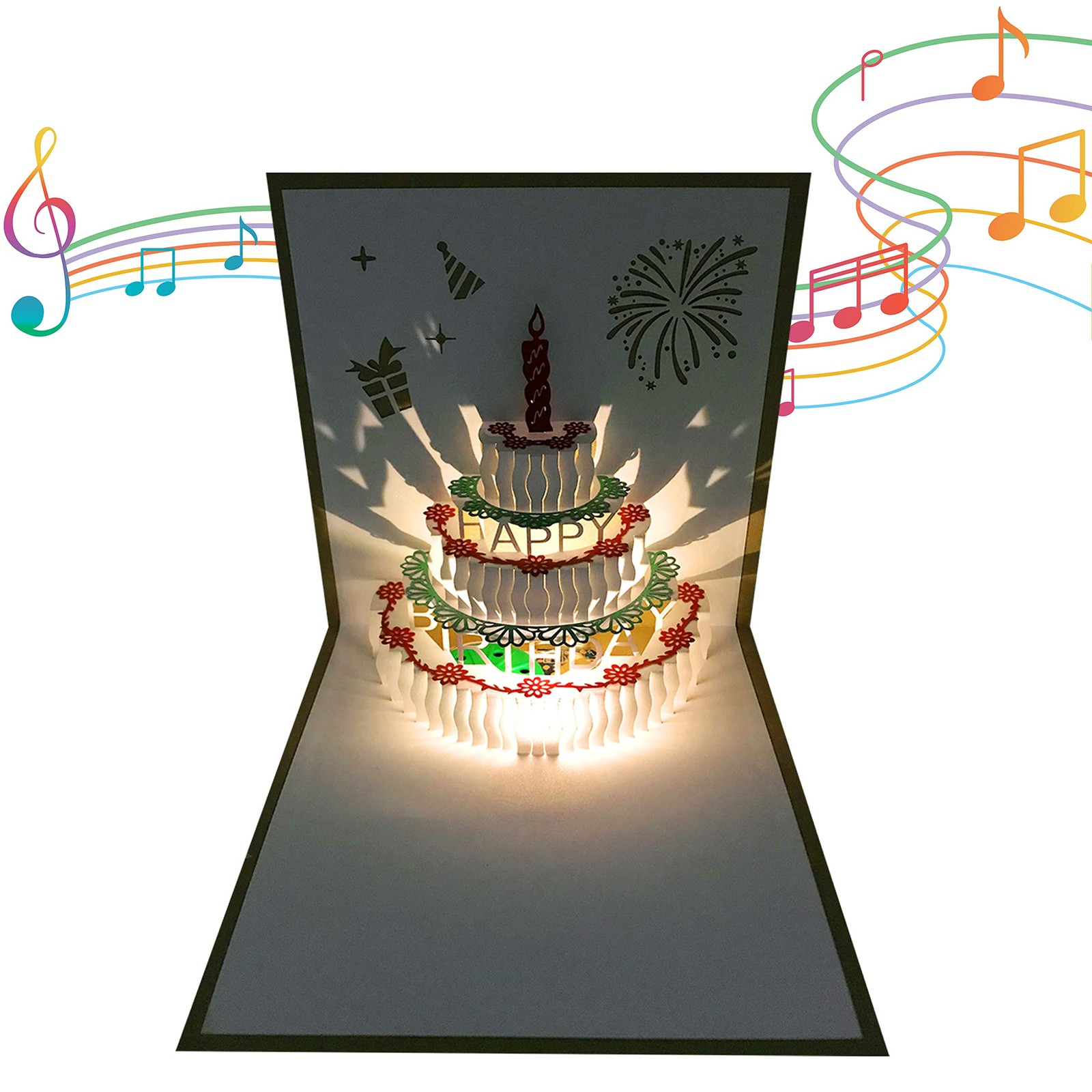 3D Pop Up Birthday Cards,Warming LED Light Birthday Cake Music Happy Birthday…