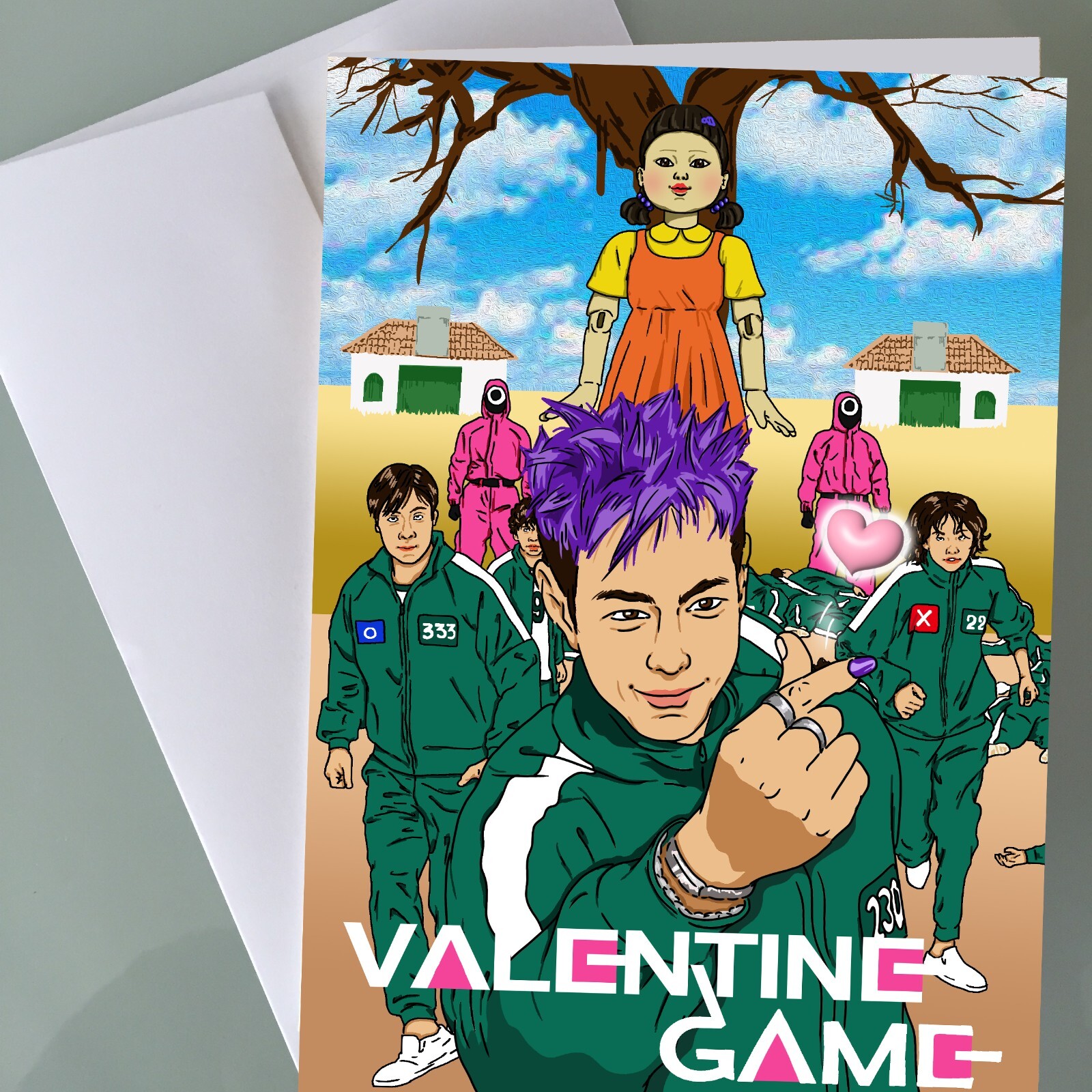 Squid Game Fan Art Valentin’s Day Card Funny Valentine’s Day Card