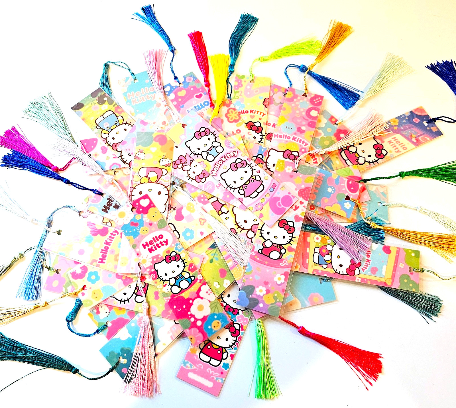 Hello Kitty Laminated Bookmark Classic Anime Pastel Kawaii Silk Tassel Readers