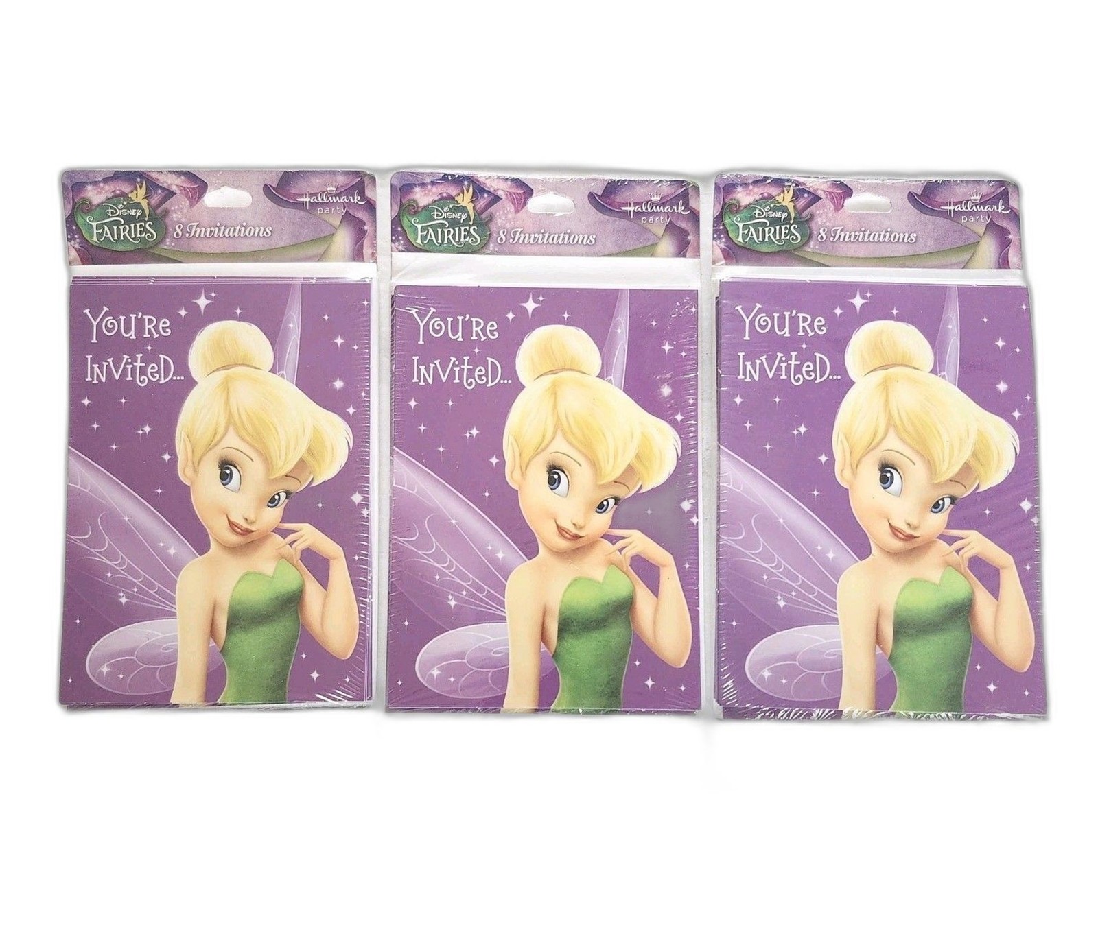 3 Packs (24 Total) Vtg Tinkerbell Hallmark Party Invitations Disney Fairies