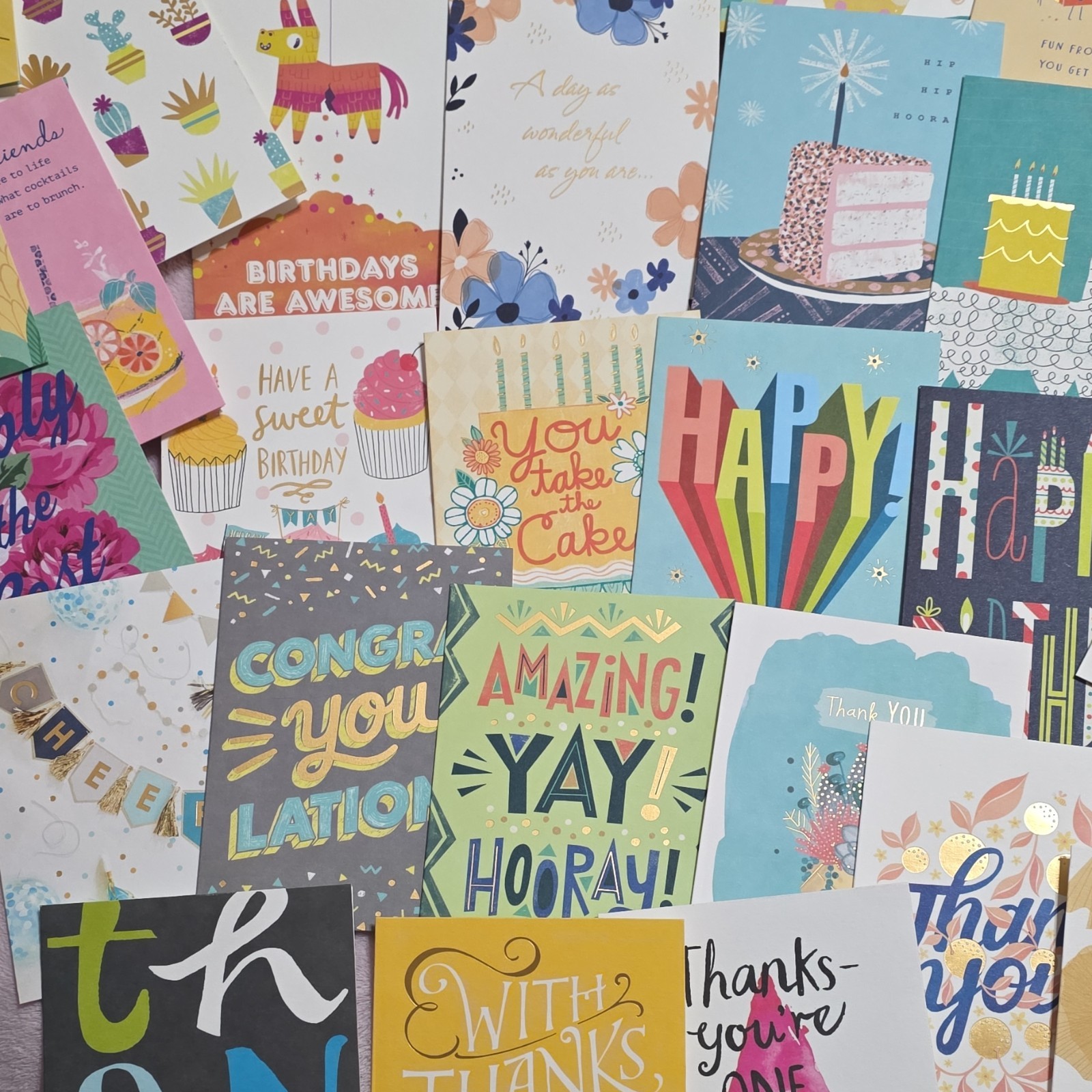 Multicolor Floral Birthday Greeting Card Assortment w/ Envelopes & Storage Box