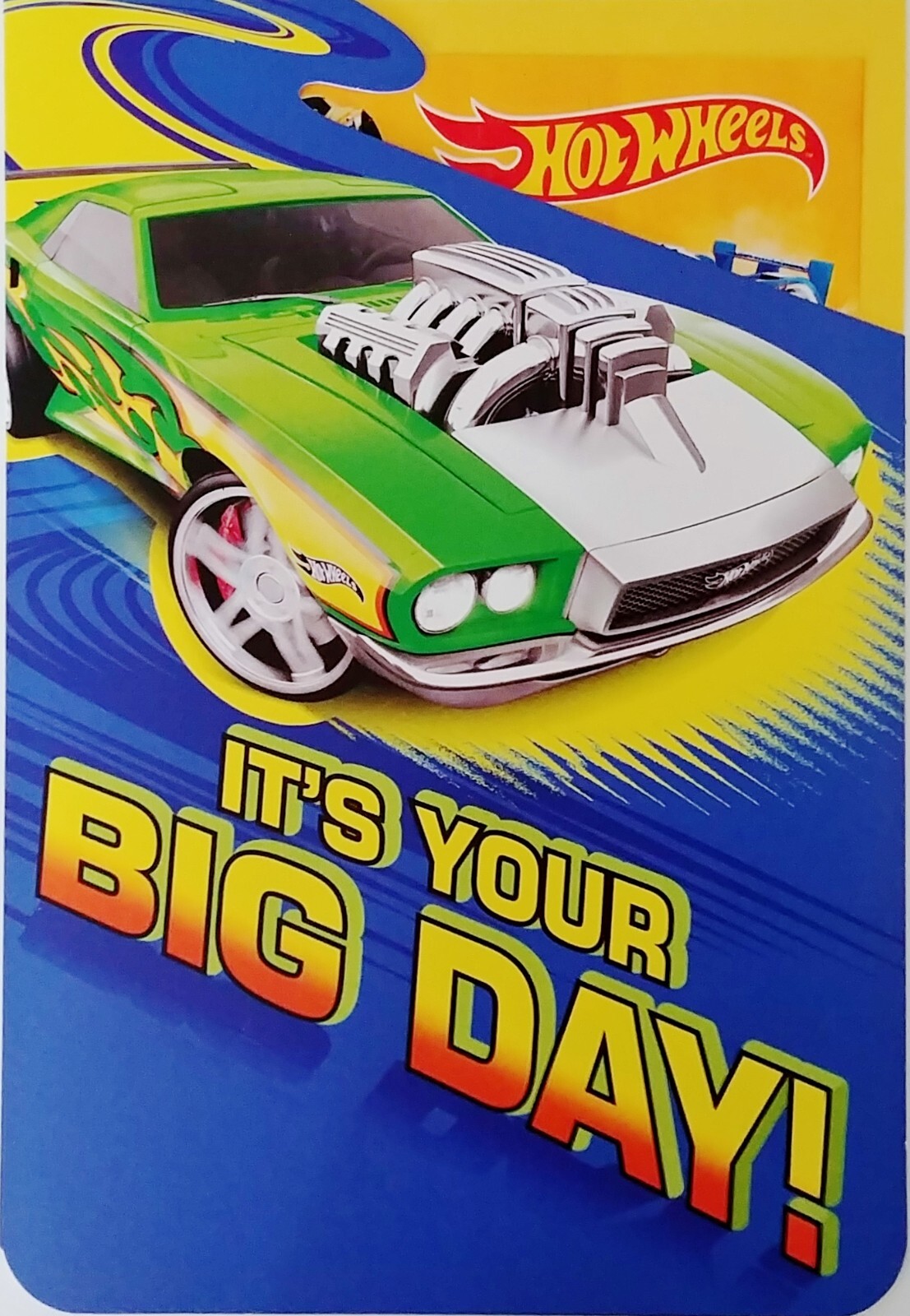 Hot Wheels Cars Rev it Up Birthday Greeting Card + sticker