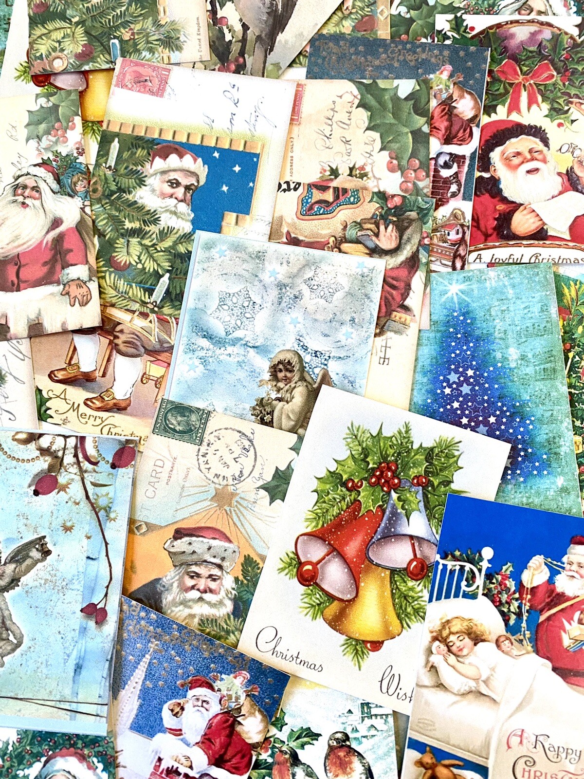 Christmas Card Prints Lot Of 50+ Vintage Xmas Cards Tags Christmas Decor #CL50
