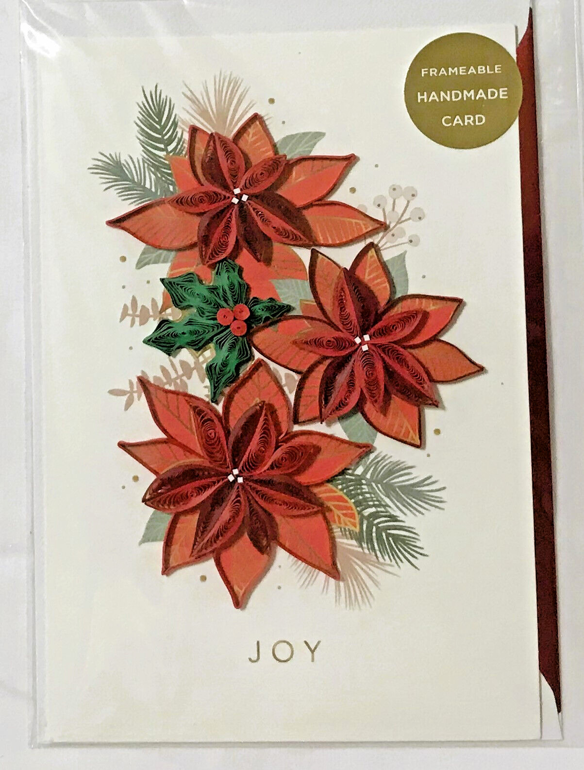 Hallmark Signature Christmas QUILLED Pointsettias & Holly Handmade Frameable
