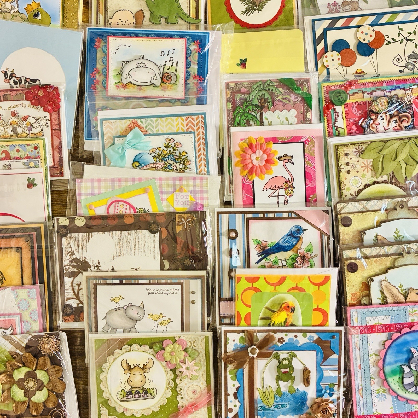 Lot Of 50 Animal Themed Handmade Greeting Cards Bulk Assortment All Occasions
