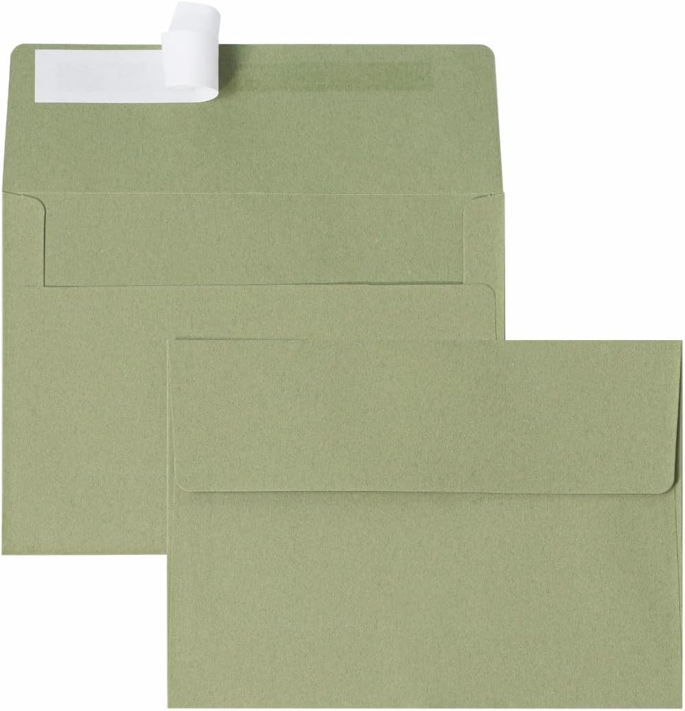 30 Pack A7 Sage Green Blank Cards with Envelopes, 5X7 Folded Cardstock and Match