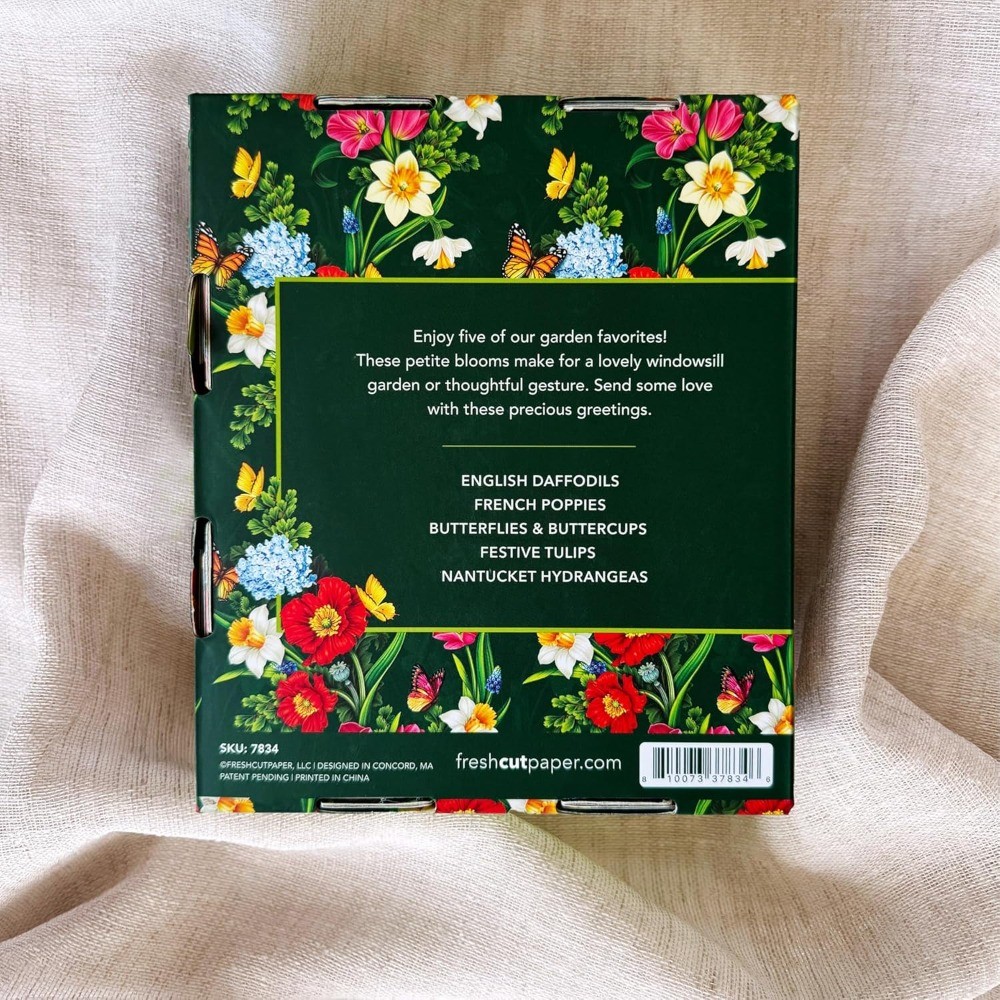 5 Pack Freshcut Paper Mini 3D Pop Up Flower Cards Birthday Thank You Envelopes