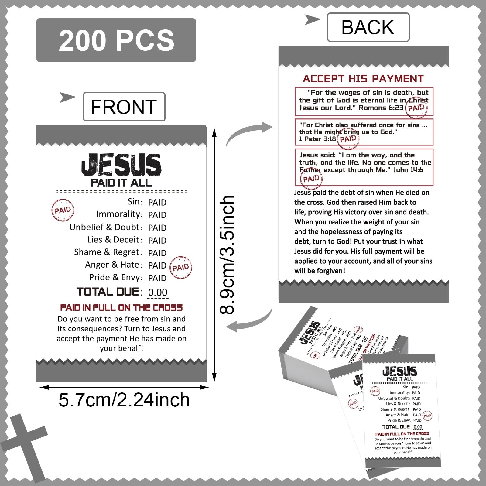 200 Pcs Gospel Tract Card Salvation Cards Pocket Holy Postcard Prayer Postcards