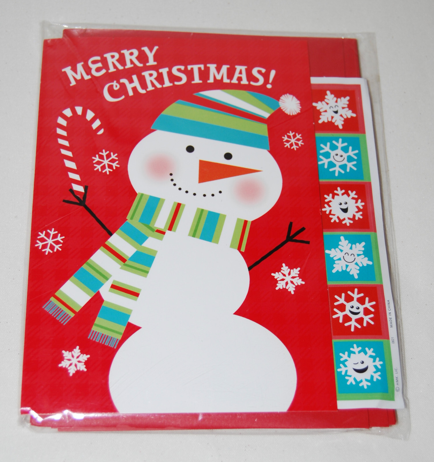 New Hallmark Set of 6 Red Snowman Christmas Holiday Cards Stickers & Envelopes