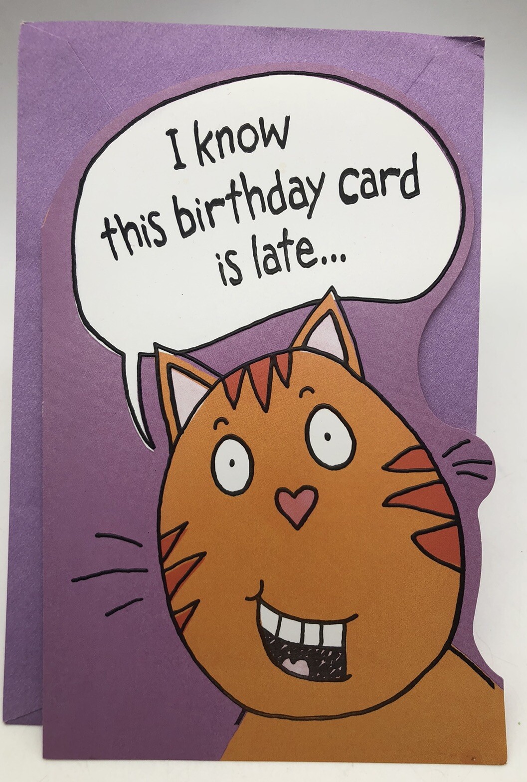 Belated Birthday Wishes – 5 X 8 Card With Envelope Cat ￼Greeting Card Humble