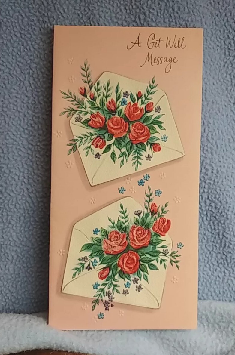 Vintage Greeting card W/envelope~ “A Get Well Message” 6-3/4″ X 3-3/8″ Unused